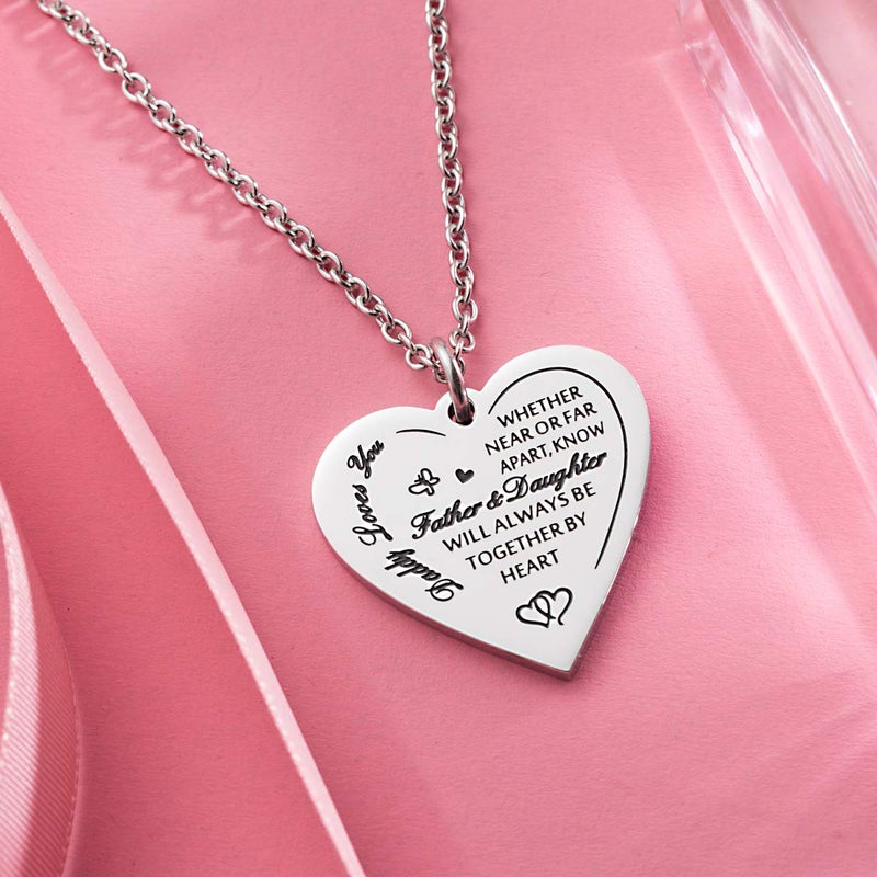 Haoflower To My Daughter Whether Near Or Far Apart We Will Always Be Together By Heart Luxury Pendant Necklace Gift From Daddy Mommy (Daddy Loves You) - Image 4